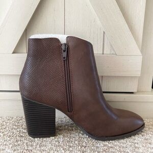 Sun + Stone- Dark Brown Faux Leather Block Heels (NWOT)